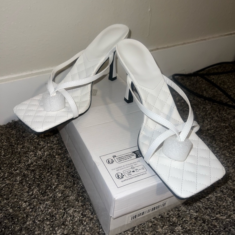 Elegant White Quilted Women's Heels